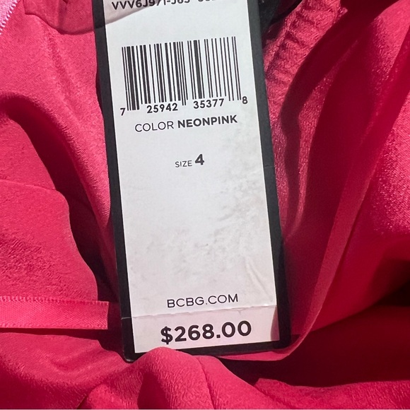 NWT BCBGMaxAzria Size 4 Strapless Cocktail Dress Mini Bow Sheath Neon Pink y2k - Picture 8 of 11